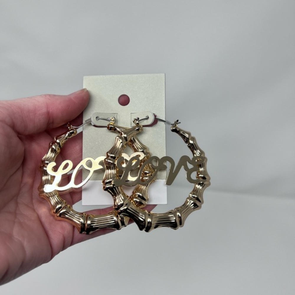 BP Love Gold Colored Oversized Hoop Earrings | NWT